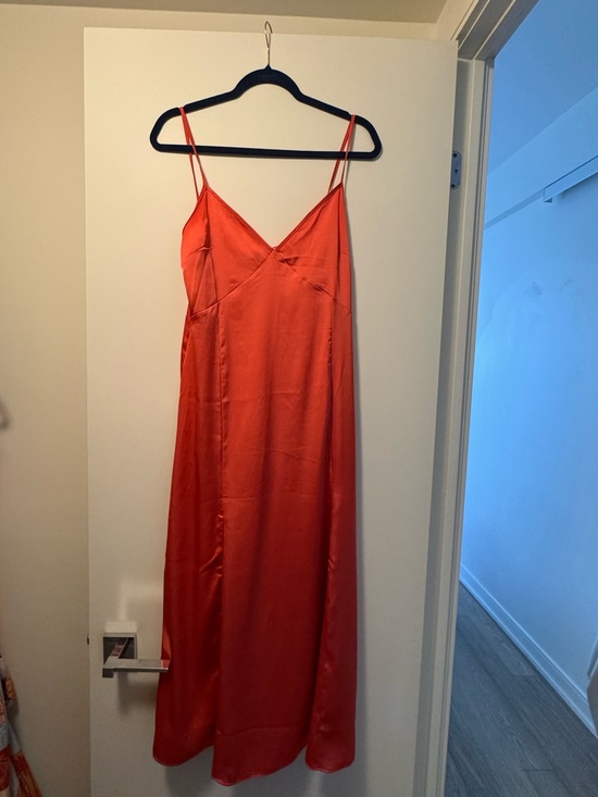 H&M Dresses & Skirts - H&M Coral Satin Slip Midi Dress